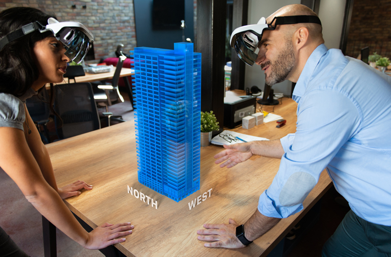 3-Dimensional rendering of new building concept using VR headsets and modern applications