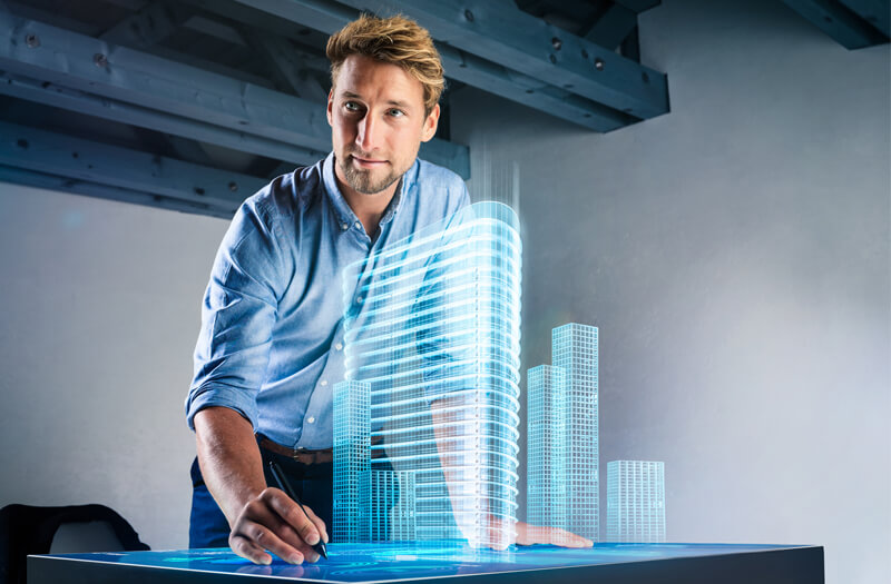Business professional using tablet