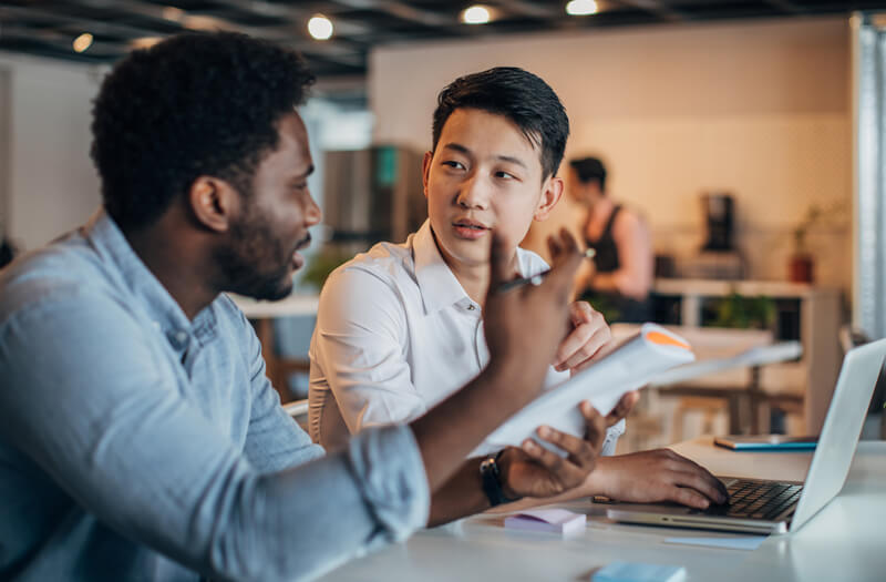 We deliver comprehensive services for the entire application lifecycle Business collaboration and discussion around the benefits of AI in the workplace