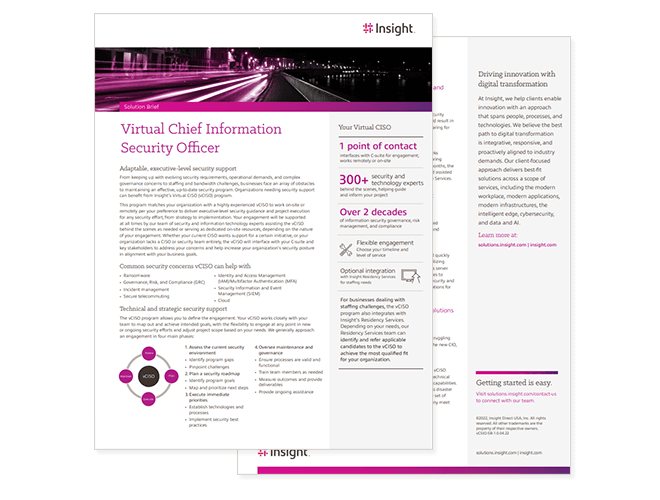 Virtual chief information security officer solution brief Thumbnail of asset available to download to the right