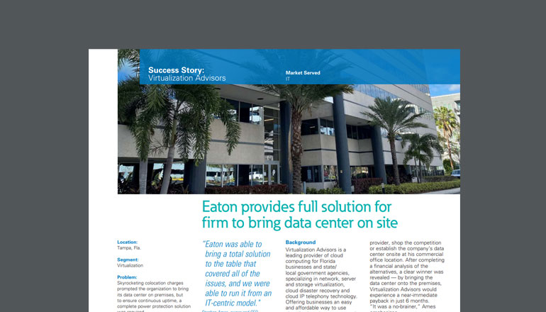 Article Eaton Provides Full Solution for Firm to Bring Data Center On-site  Image