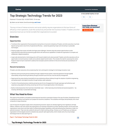 Gartner report available to the access to the form on the right
