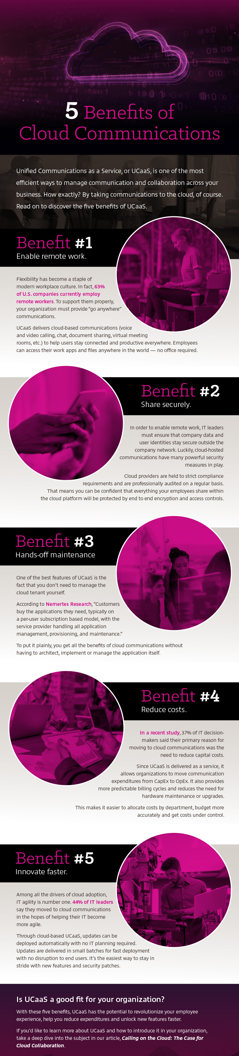 First part of 5 Benefits Of Cloud Communications, Why UCaaS? infographic as outlined from below
