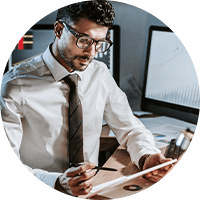 Man analyzing the data for the analytics