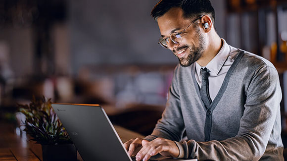 Professional using laptop