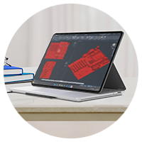 Screen view of tablet using 3D Modeling Software
