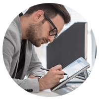 Businessman analyzing cost processes