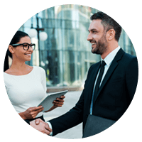 Businessman shaking hands after just getting hired onto the team