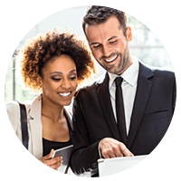 Business professionals working together to form workload assessment