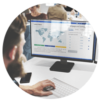Man checking analytics on desktop computer