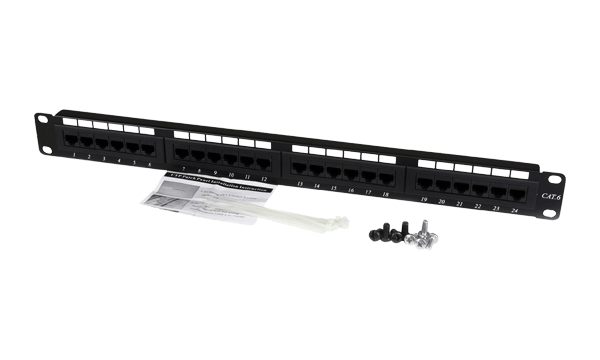 Patch panels, outlets and components