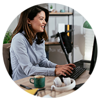 Woman using desktop