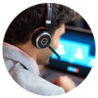 Man wearing Jabra headset