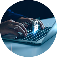 Professional using laptop