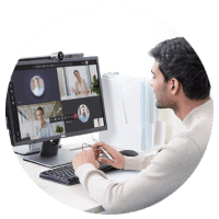 Man having an online meeting