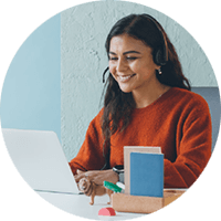Girl using laptop