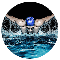 Professional swimmer in cap does laps