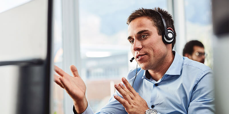 Sales representative-talks with client