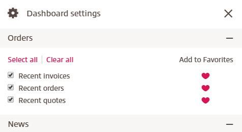 Dashboard settings in myInsight