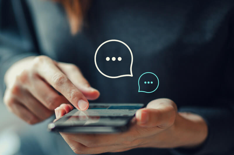 Business professional using chat bot