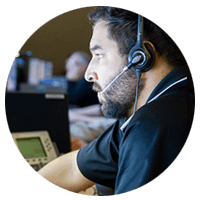 Technical assistant on headset offering support