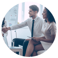 Business professionals meet with vendor