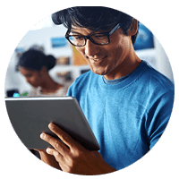 Business professional on tablet