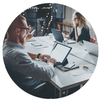 Team working on open office