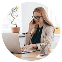 Businesswoman ready to make payments on laptop computer