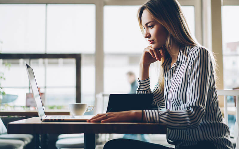 Woman working on laptop