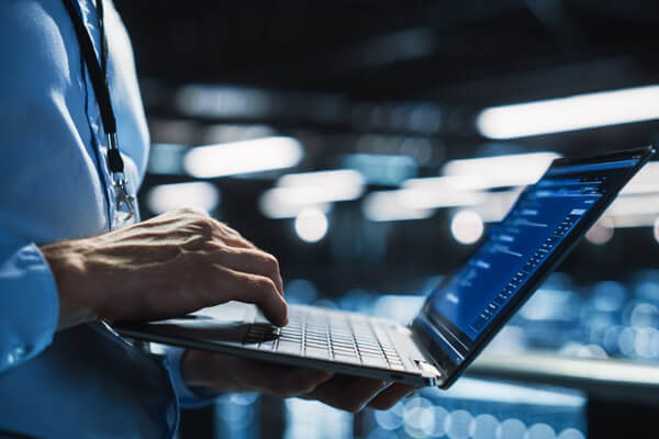User on laptop computer