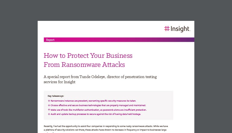 Cover for the Insight How to Protect Your Business from Ransomware Attacks whitepaper available to download below