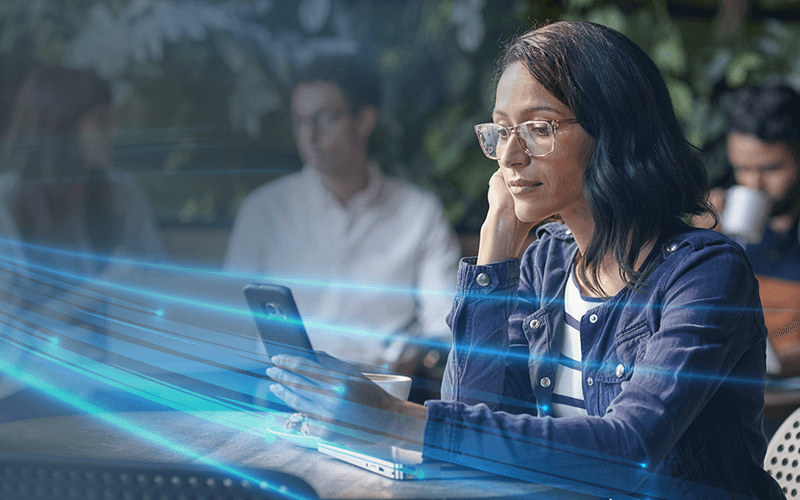 Our suite of cloud solutions combines the expertise of Dell Technologies Woman using her phone