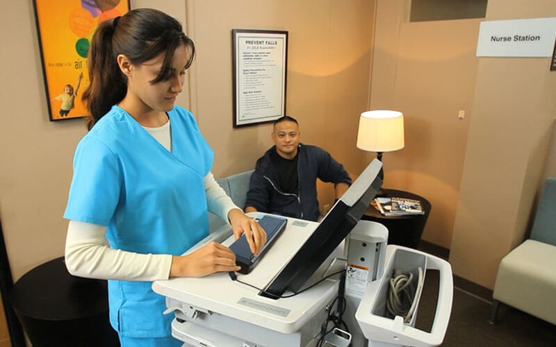 Health professional using Epson printer 