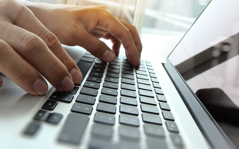 Insight offers a variety of IT self-help tools for your users Close up of hands typing on keyboard