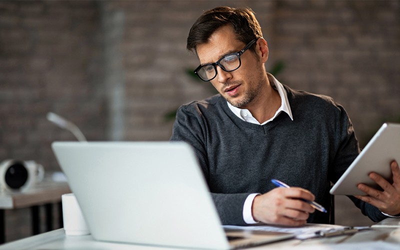 Man working at laptop