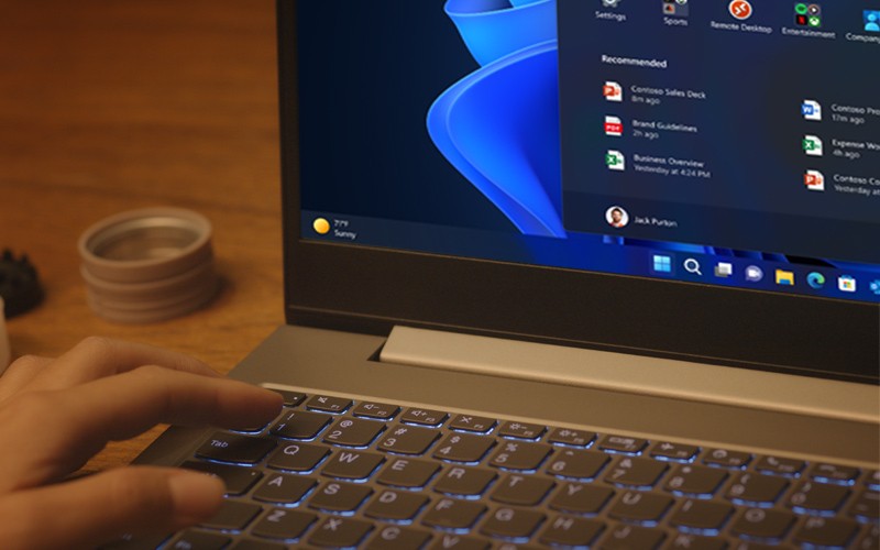 Lenovo ThinkBook with Windows 11 home screen