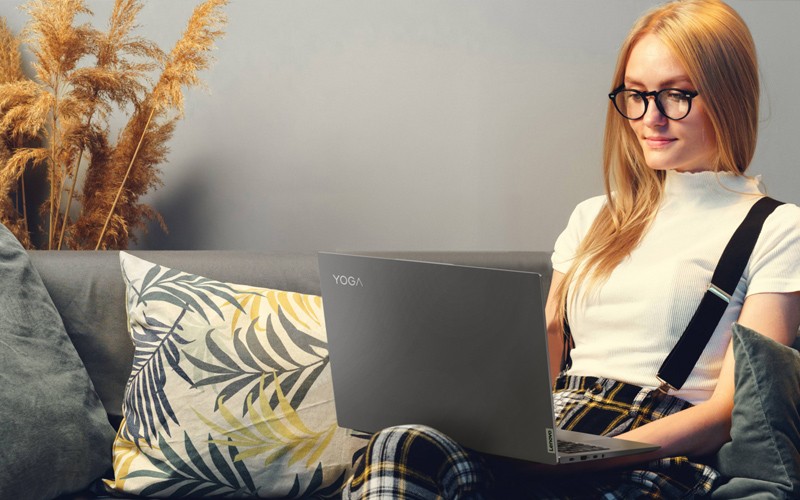 Woman working at laptop