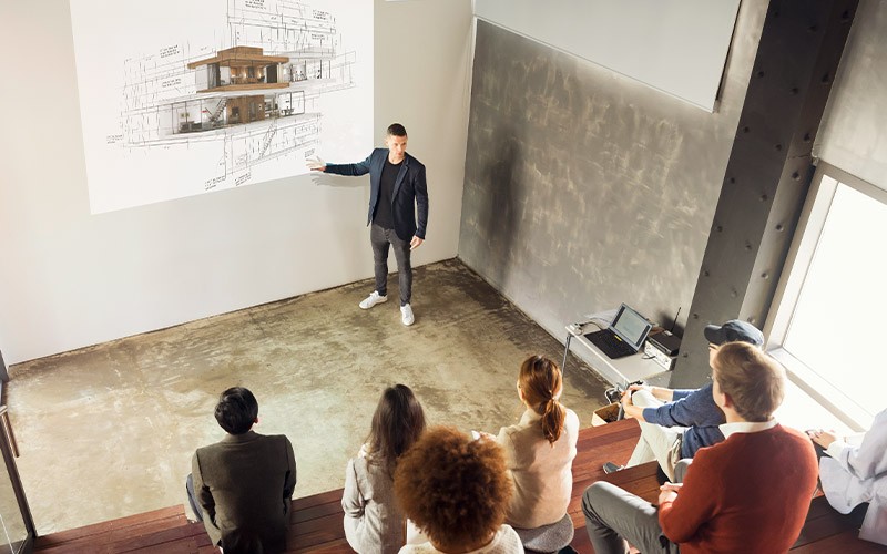 Make a good impression with Viewsonic projectors Modern meeting room with a Viewsonic projector