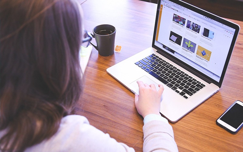 Woman working on laptop