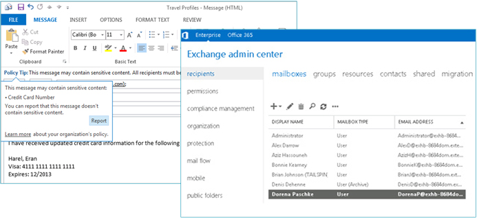 Reduce complexity View of Microsoft Exchange Admin Interface