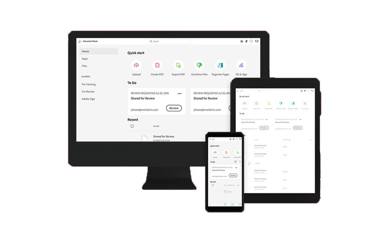 Adobe Acrobat DC Adobe Acrobat DC displayed on multiple devices
