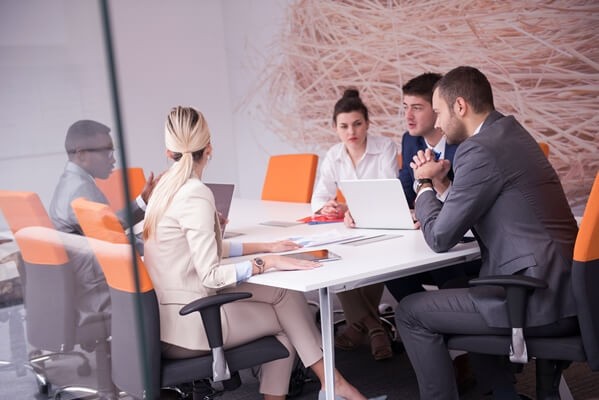 Azure open cloud platform Business meeting in a modern office building
