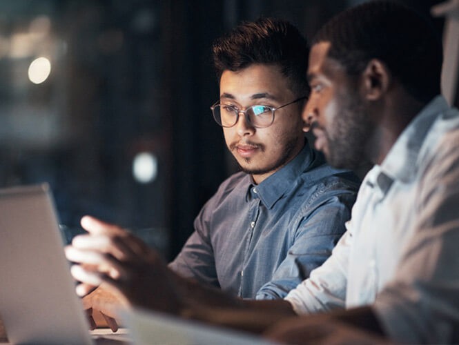Manage every aspect of your IT ecosystem all in one place Business professionals use laptop to procure technology products