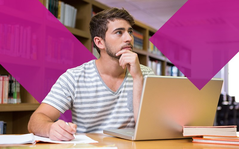 Accelerate IT modernization Man thinking while using device