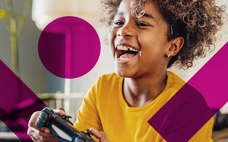 young child playing video game