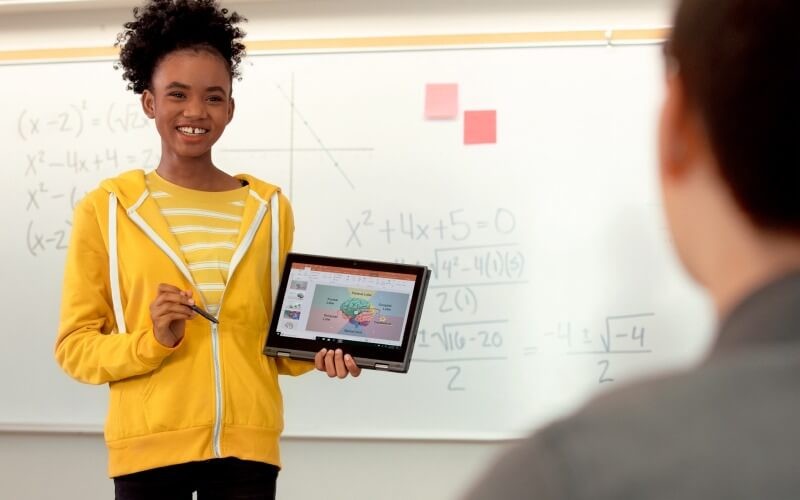 Student presenting