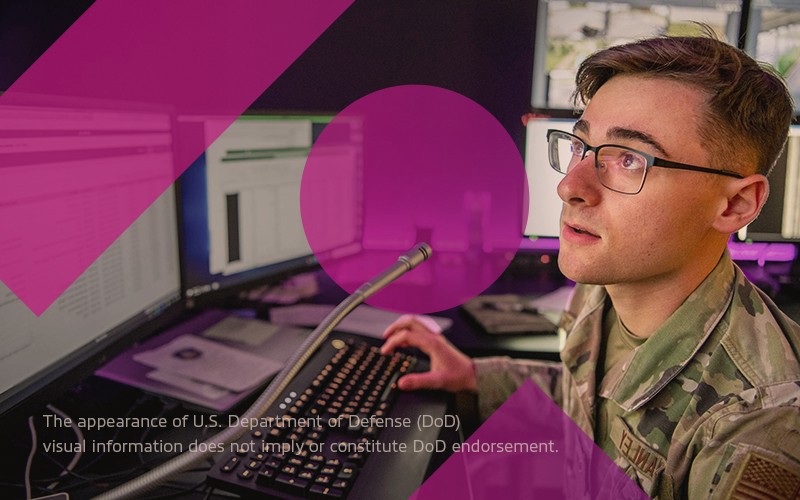 Added security military man reviewing desktop