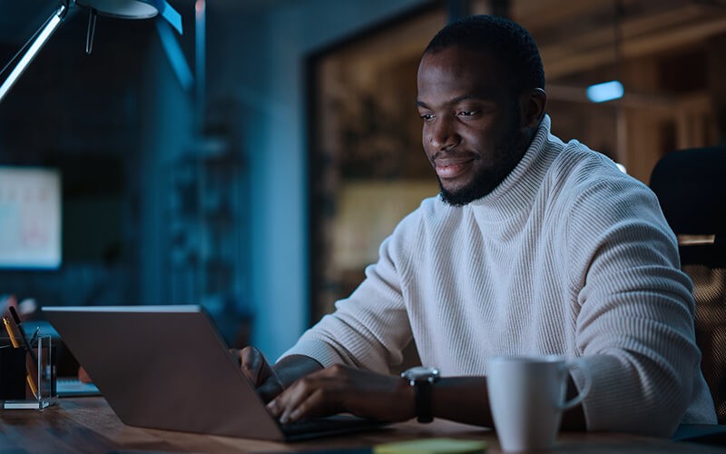 The future of work Man working using a laptop