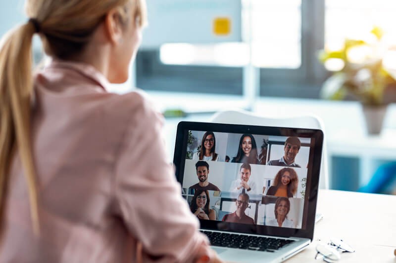 Businesswoman on video conference call from home